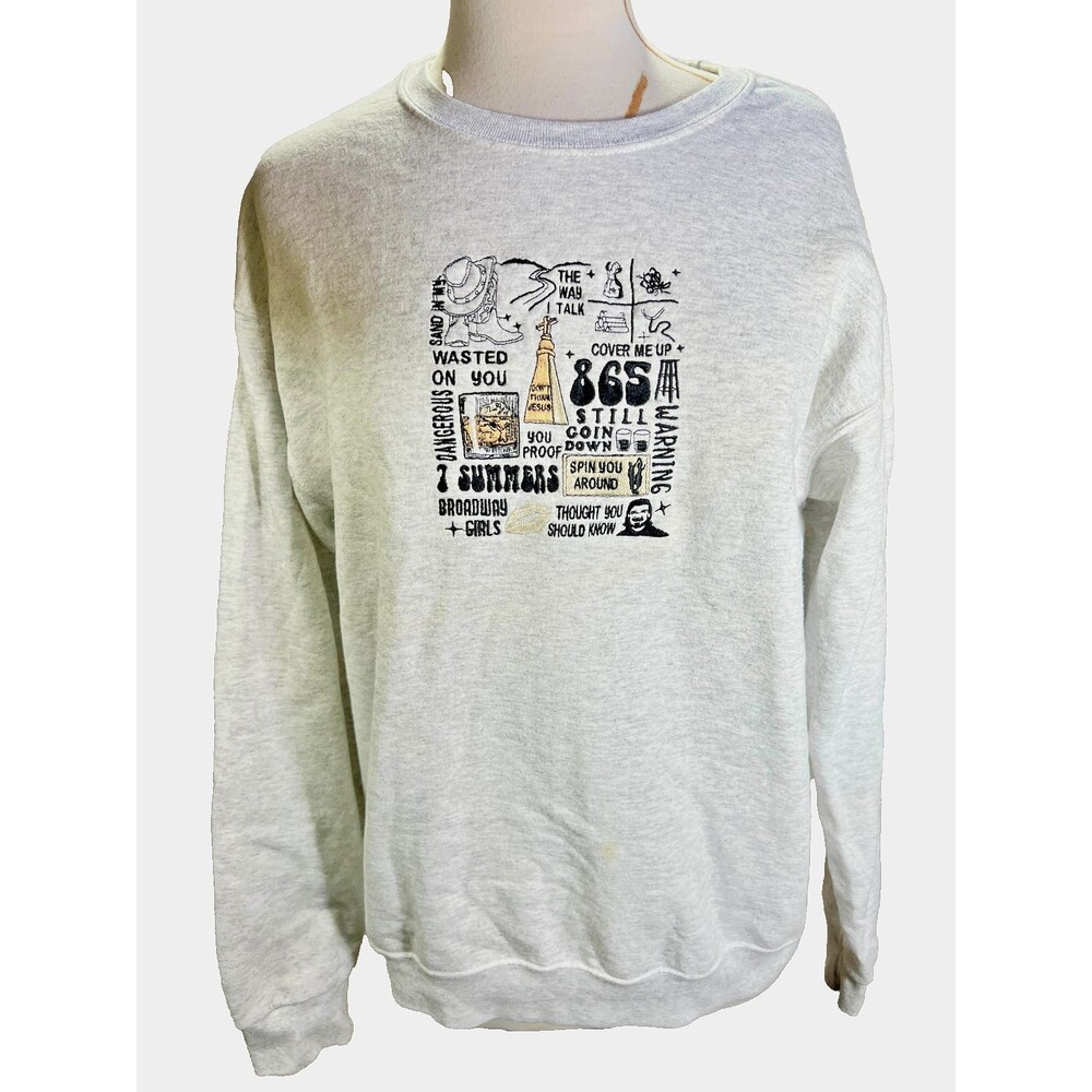 Morgan Wallen Sweatshirt Size M Women's Modern Music Lyrics Embroidered Top